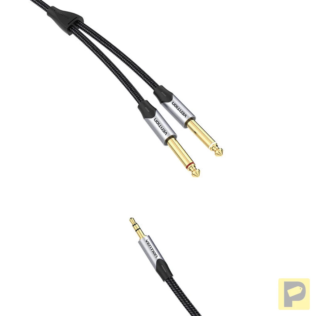 Audio cable mini jack 3.5mm to 2x jack 6.35mm male Vention BARHK 8m