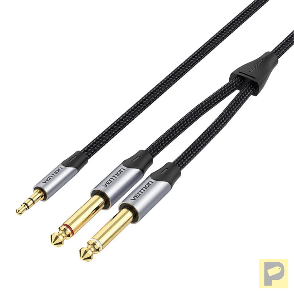 Audio cable mini jack 3.5mm to 2x jack 6.35mm male Vention BARHK 8m