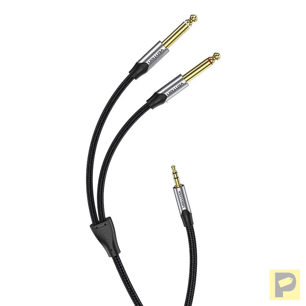 Audio cable mini jack 3.5mm to 2x jack 6.35mm male Vention BARHK 8m