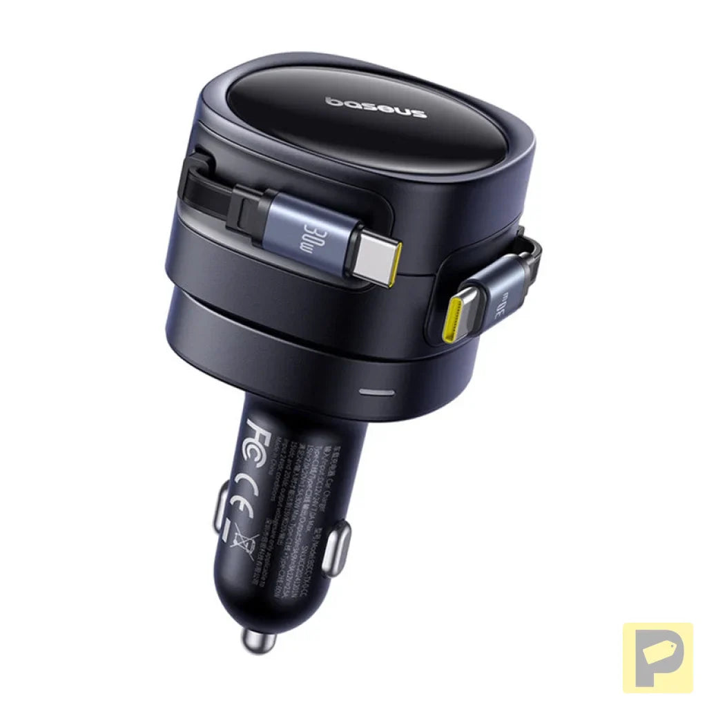 Baseus Enjoyment Max car charger with USB-C+USB-C cables 60W Black