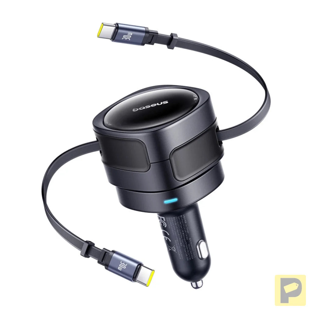 Baseus Enjoyment Max car charger with USB-C+USB-C cables 60W Black