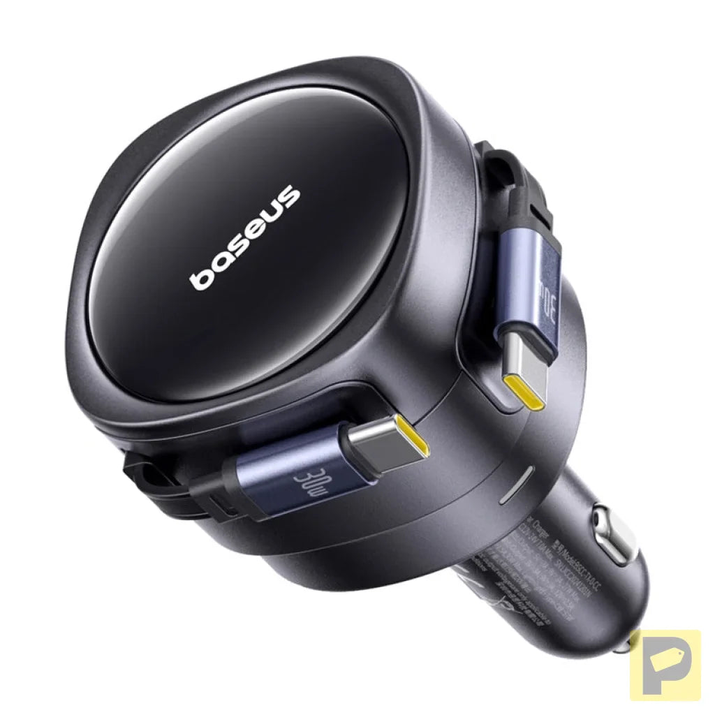 Baseus Enjoyment Max car charger with USB-C+USB-C cables 60W Black