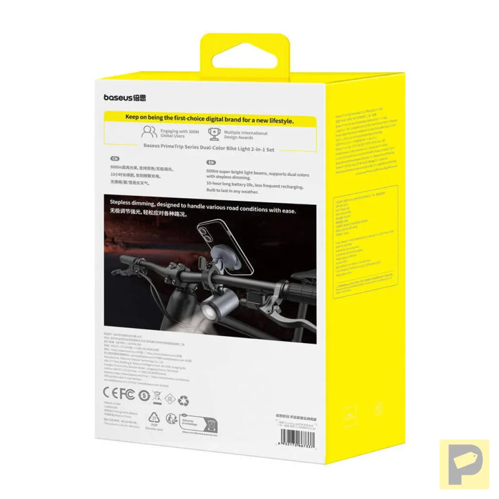 Baseus PrimeTrip 2-in-1 bike mount, phone holder + flashlight (black)