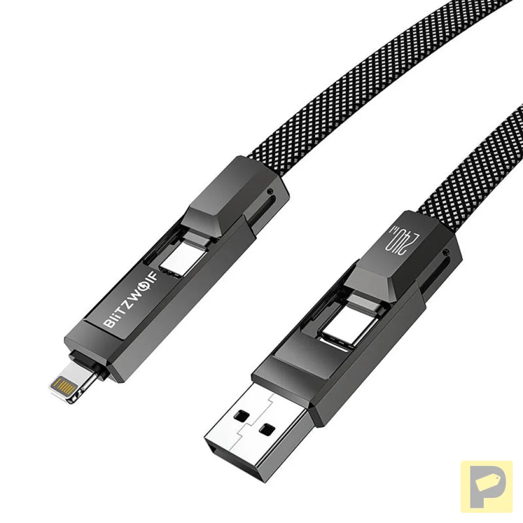 Blitzwolf BW-HDC7 4-in-1 USB+C+Lightning cable 240W 1.2m (black)