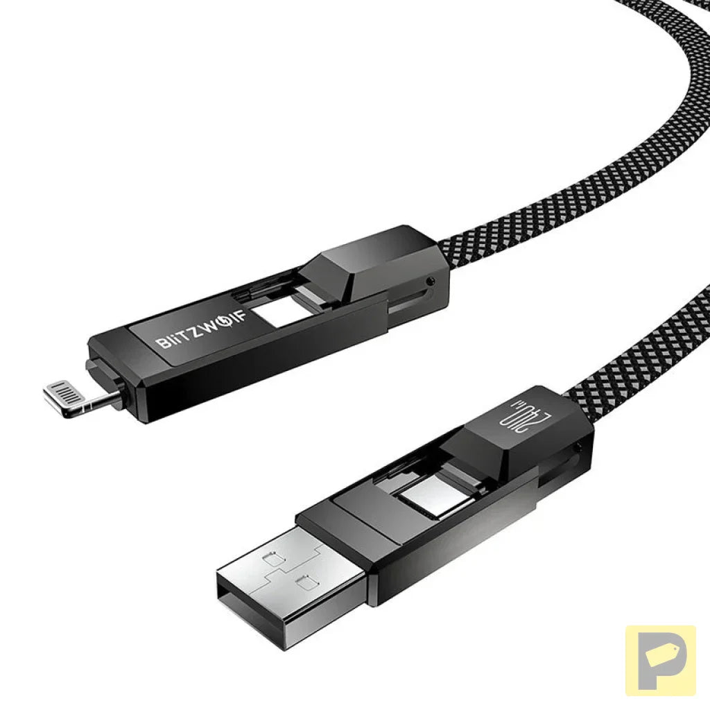 Blitzwolf BW-HDC7 4-in-1 USB+C+Lightning cable 240W 1.2m (black)