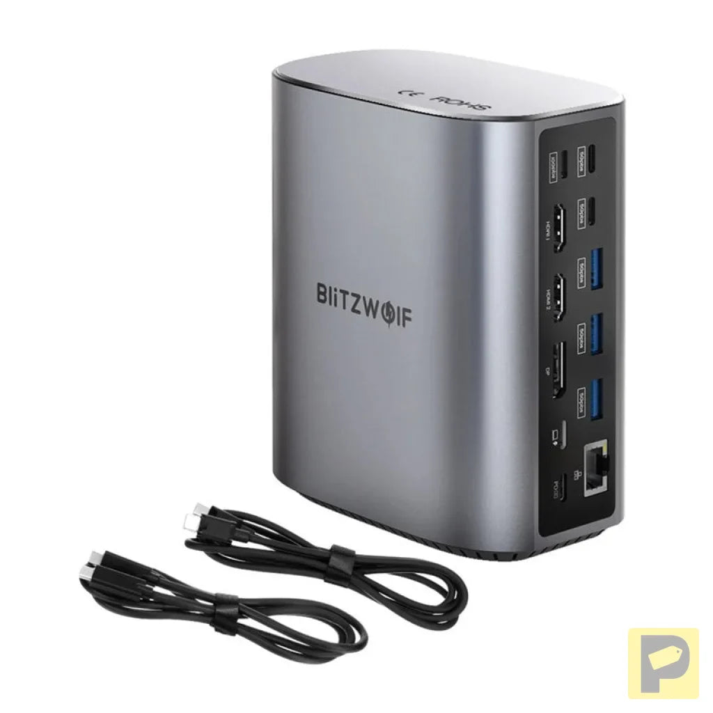 Blitzwolf BW-TH15 17in1 Docking Station 2xHD+DP+4xC+3xUSB 3.0+USB 3.1+C 3.2+C PD+RJ45+micro SD+SD+3.5mm Audio