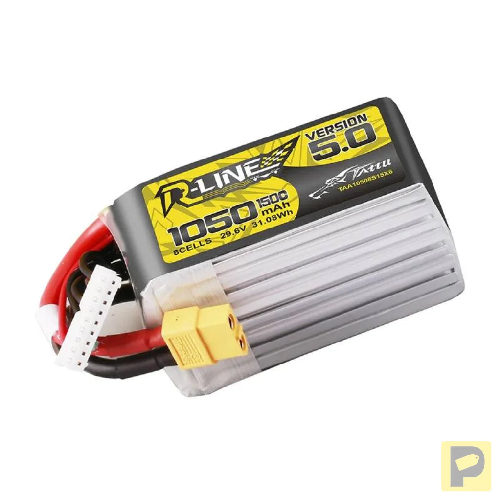 Lipo Tattu R-Line Version 5.0 1050mAh 29.6V 8S 150C battery with XT60 connector