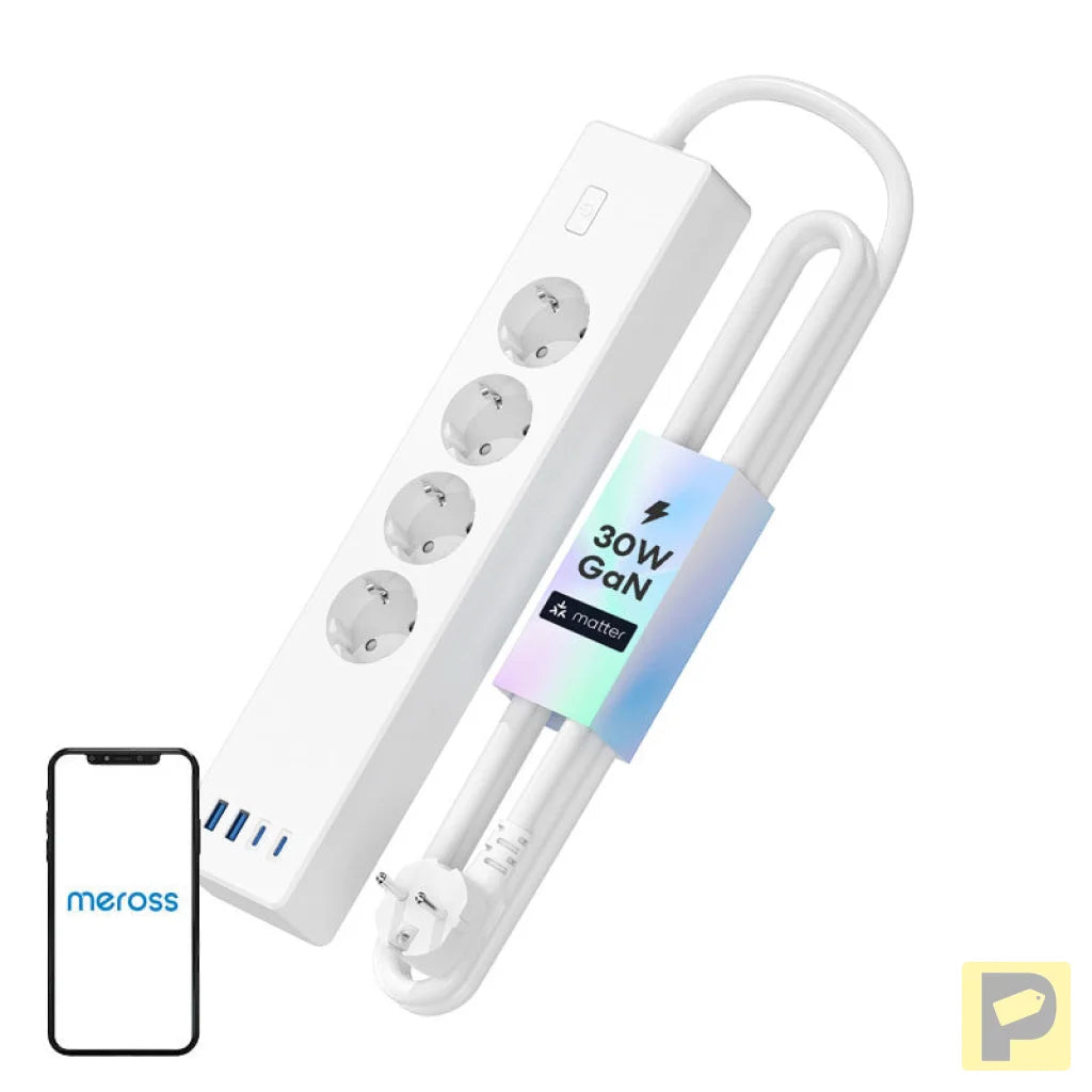 Meross MSP844(EU) smart fast charging power strip, 4 outlets + 2x USB-A + 2x USB-C (Matter)