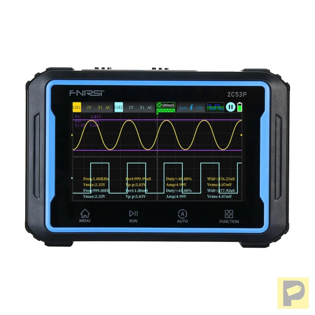 Portable 3-in-1 FNIRSI 2C53P 4.3" touchscreen oscilloscope