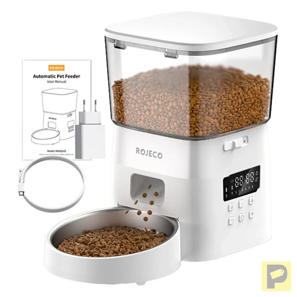 Rojeco 2L Automatic Pet Feeder Button Version (White)