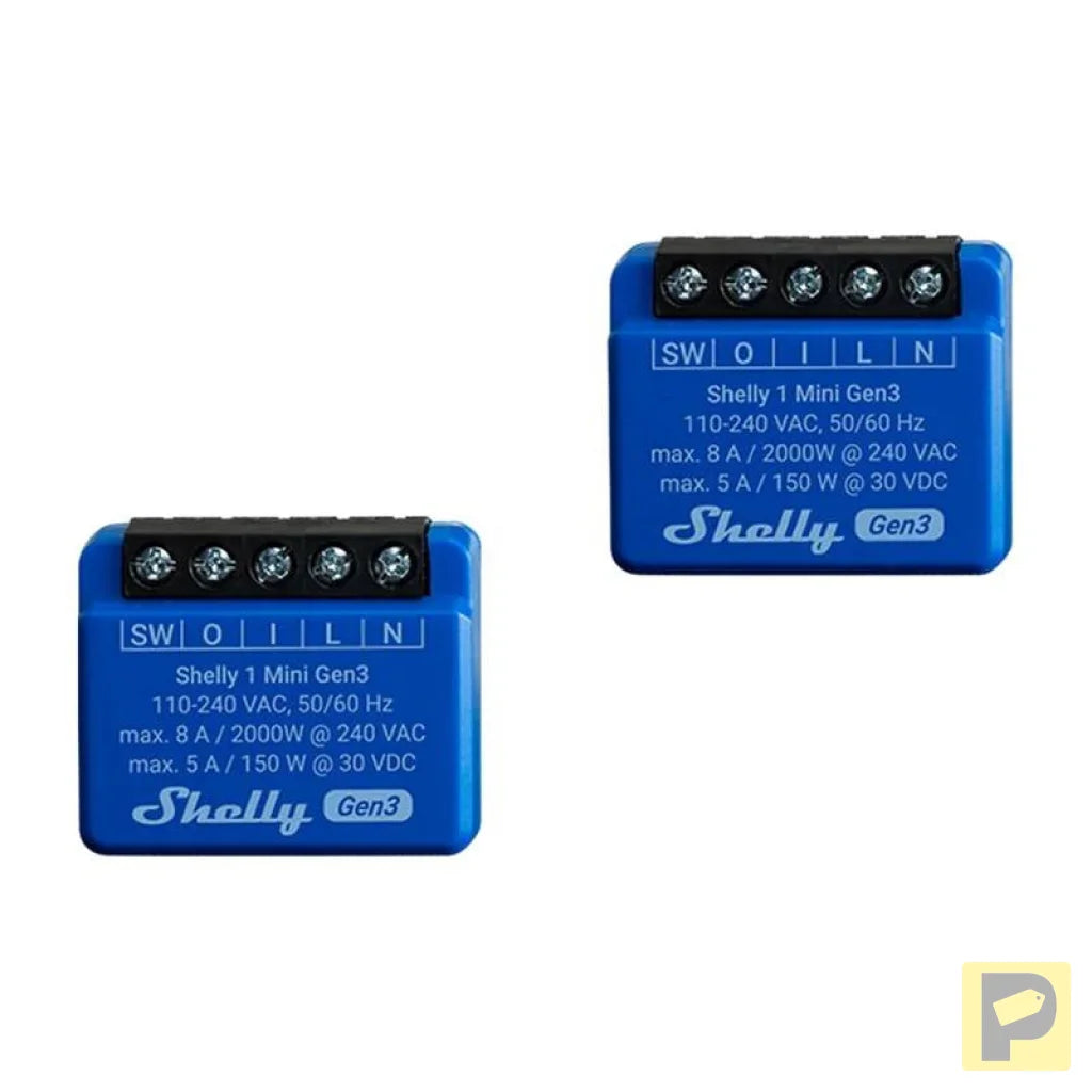 Shelly 1 Mini Gen3 Set of 2 Controllers, WiFi/Bluetooth