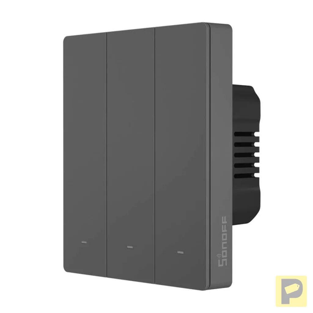 Smart WiFi wall switch SONOFF M5-3C-80 (3-channel, for frame, graphite)