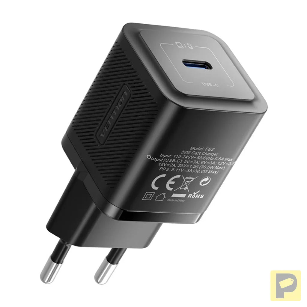 Vention FEZW0-EU USB-C GaN power charger (30W) (black)
