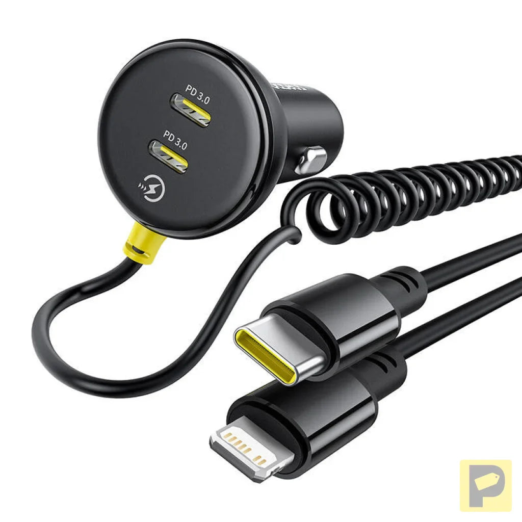 60W Baseus USB-C car charger + Lightning cable (Black)