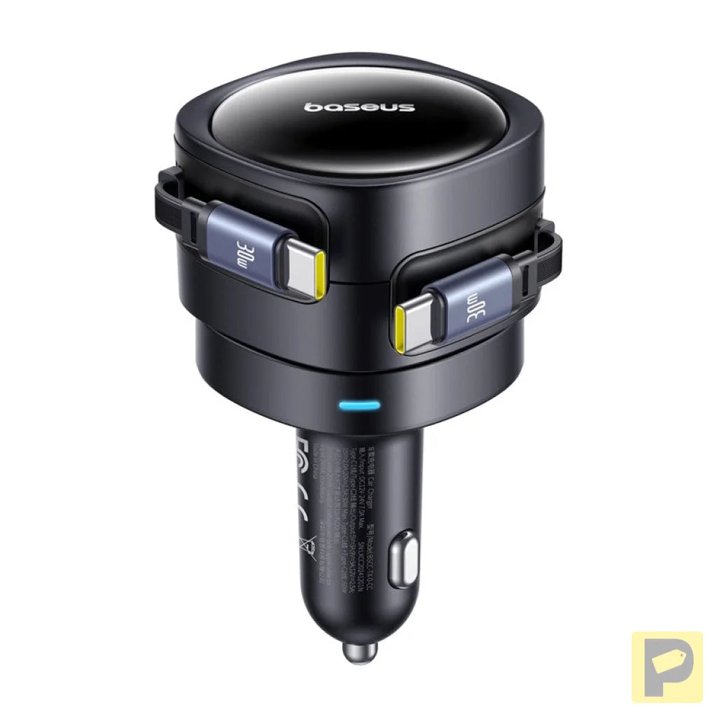 Baseus Enjoyment Max car charger with USB-C+USB-C cables 60W Black