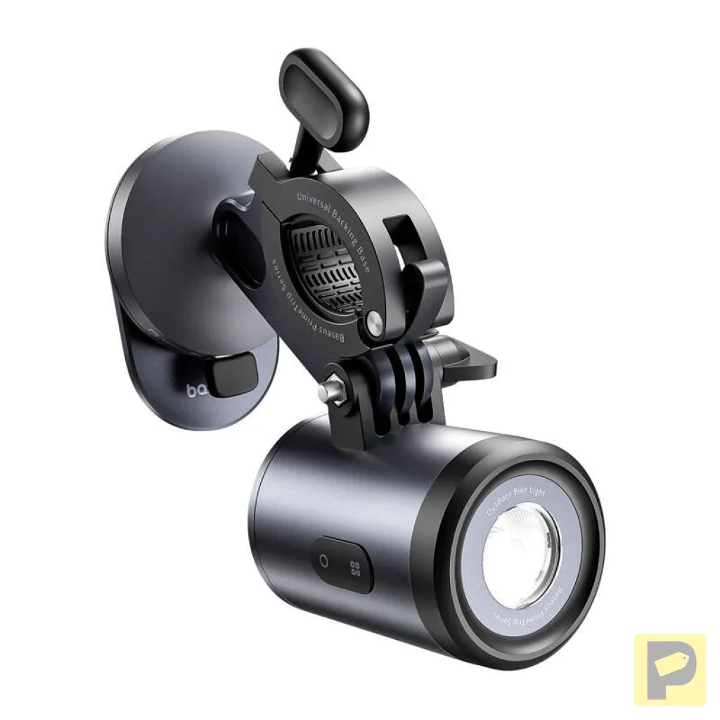 Baseus PrimeTrip 2-in-1 bike mount, phone holder + flashlight (black)