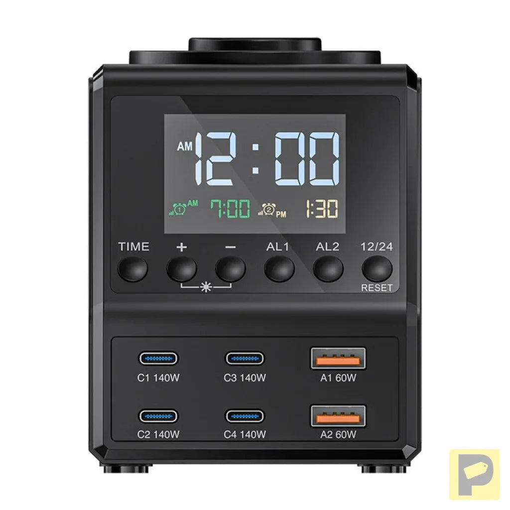 Blitzwolf BW-FW10 alarm clock with charger 2xUSB-A, 4xUSB-C, 240W