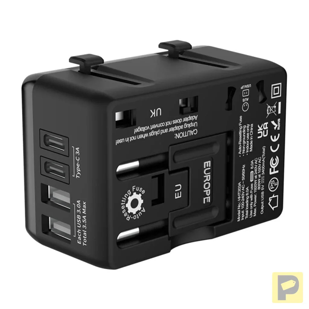 Blitzwolf BW-TA1 4-in-1 Travel Adapter 2xUSB + C + PD 20W