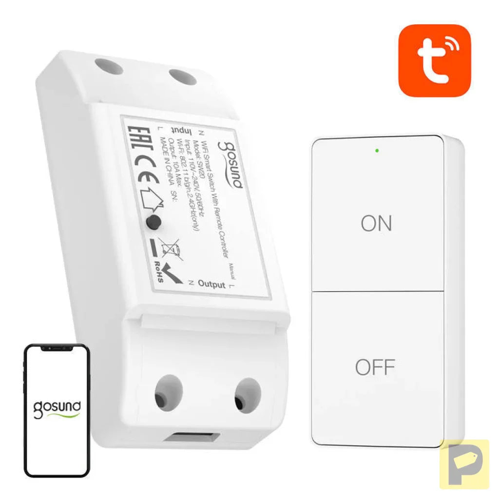 Gosund SW20 10A WiFi Smart Switch + Remote Control, Tuya