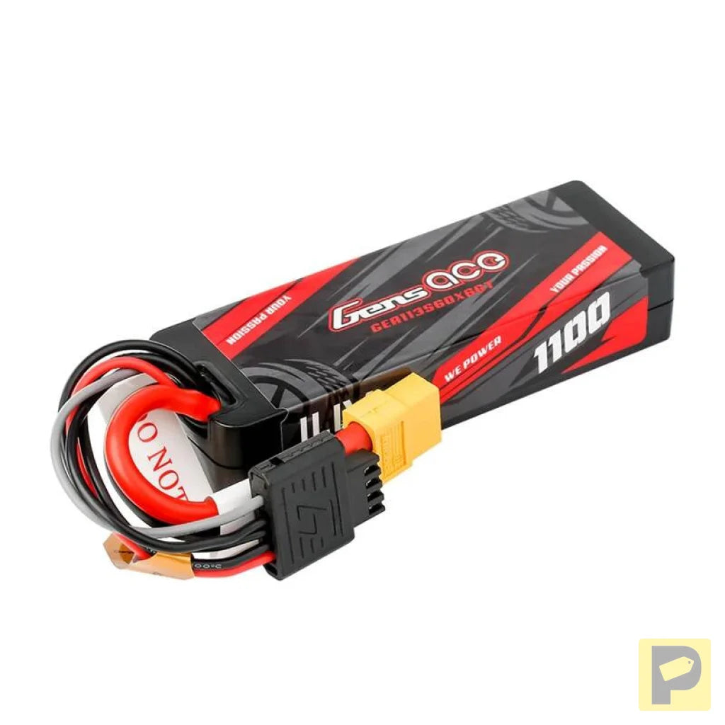 Lipo Gens ace G-Tech 1100mAh 11.1V 3S1P 60C GRP-76 Hardcase Battery with XT60 Plug