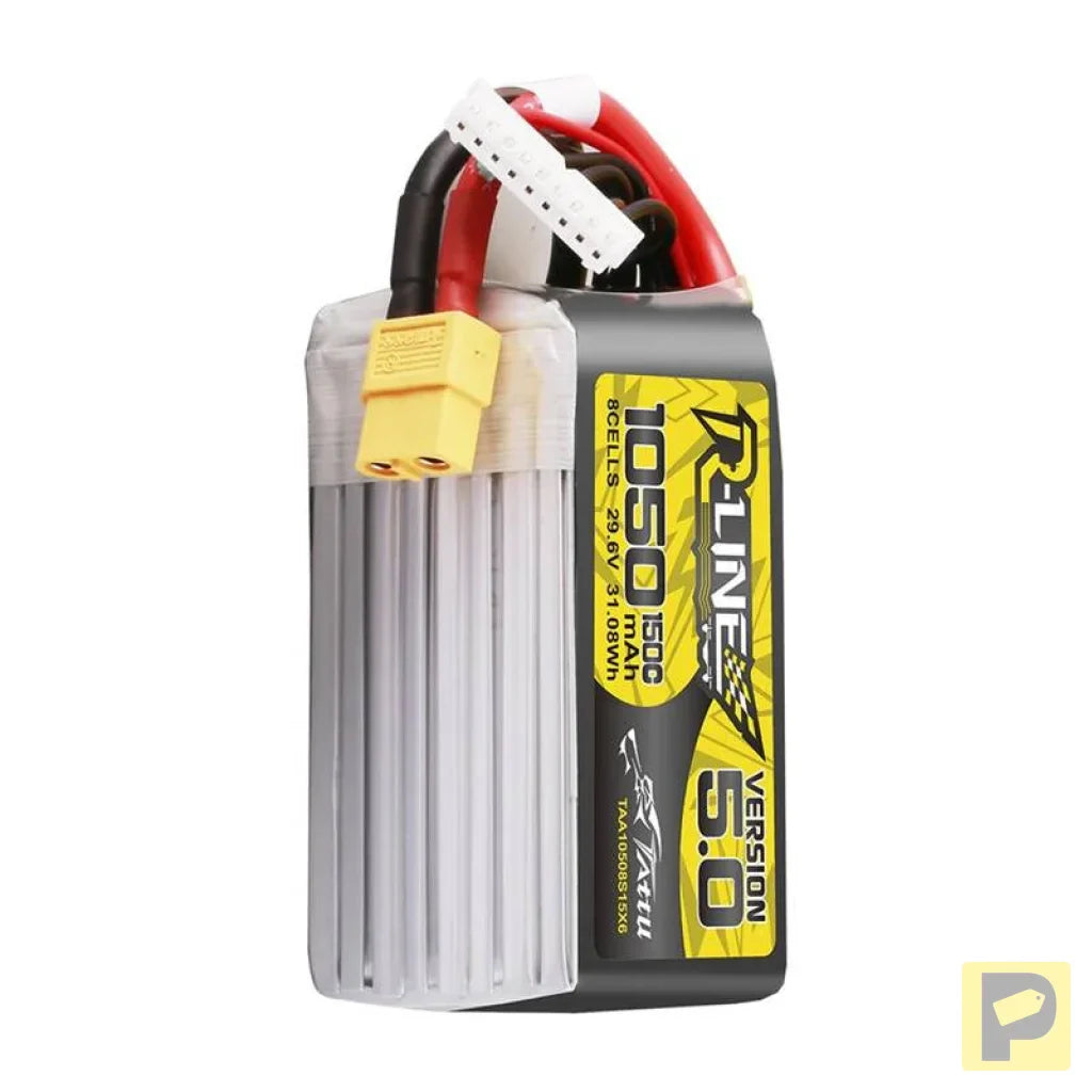 Lipo Tattu R-Line Version 5.0 1050mAh 29.6V 8S 150C battery with XT60 connector