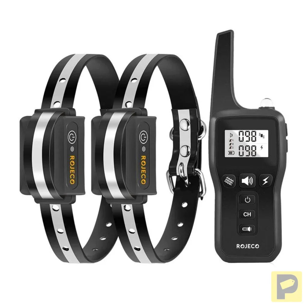 Rojeco PD529 1000m Dog Training Collar with 2 Collars (black)