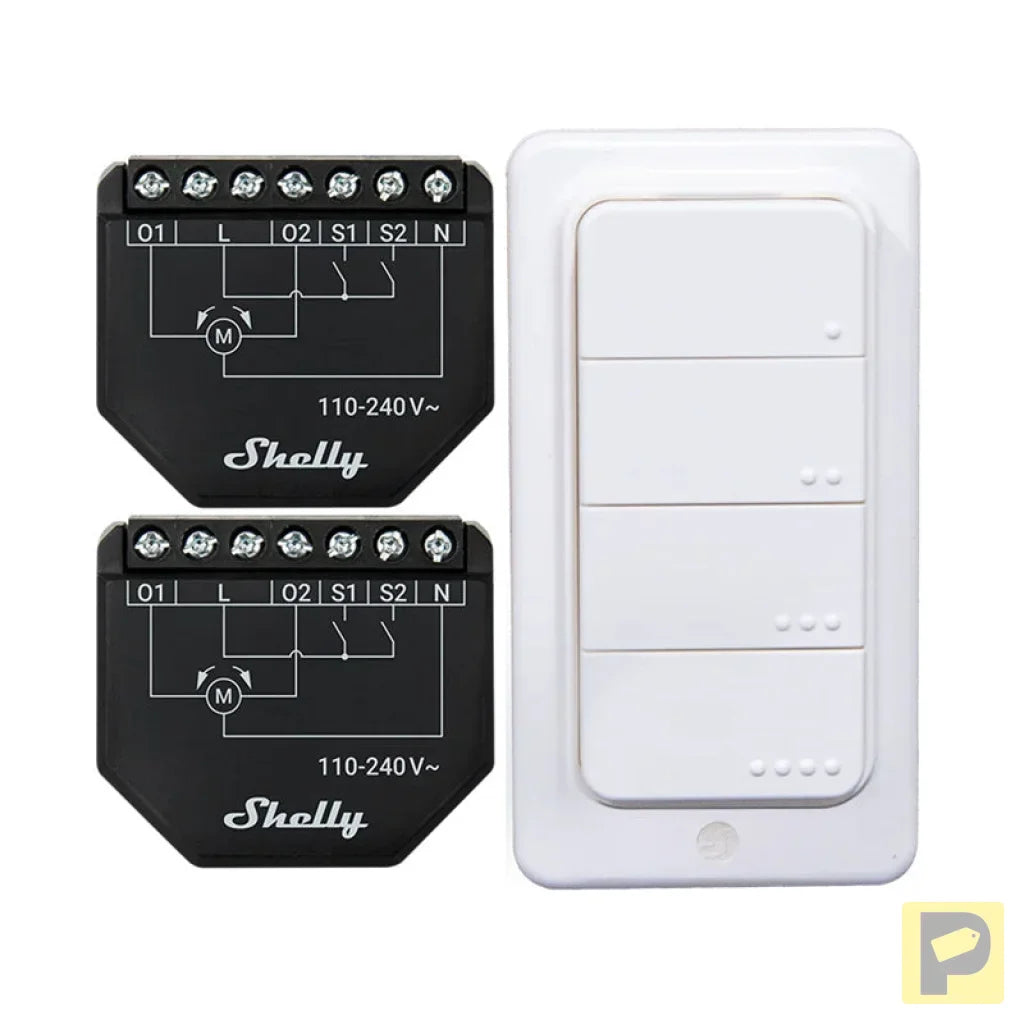 Set of 2 Blind/curtain WiFi controllers Shelly Shutter + BLU RC Button 4