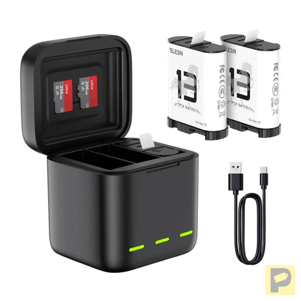 Three-channel battery charger for GoPro Hero 13 Black Telesin (S0-BCG-10-TGP)