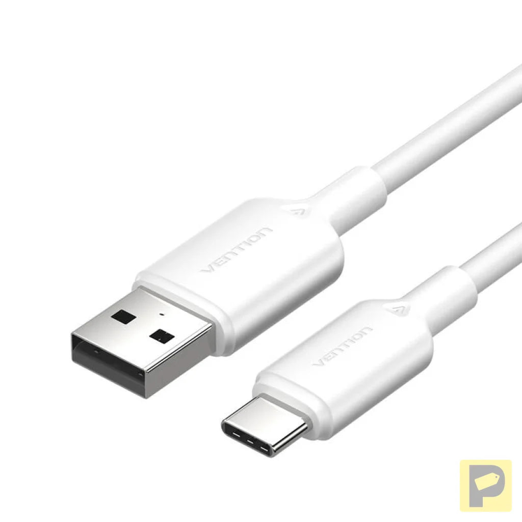 USB 2.0 A to USB-C 3A cable Vention CTQWH 2M (white)